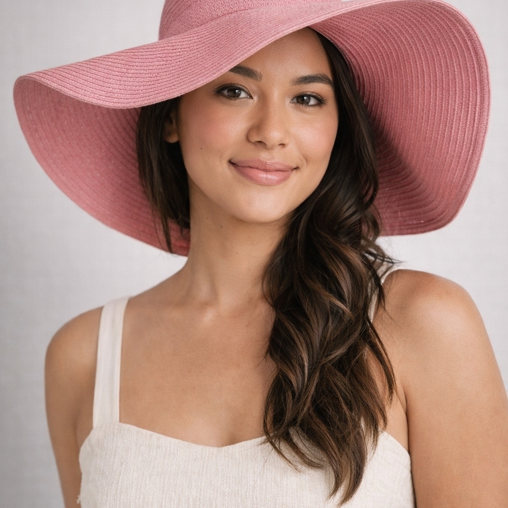 Elegant Pink Wide-Brim Hat